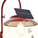 Goodeco Solar Barn Light with Motion Sensor - Metal Design Outdoor Lights - 2 Working Modes & A Big Solar Panel with Clear Glass LED Edison Bulb, Glow White, Yard & Housewarming Gifts (Red)