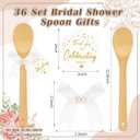 Jingmore 36 Set Bridal Shower Party Favors Bamboo Wooden Spoons with Bow and Tags Kitchen Utensils Wedding Favors Gift for Bridal Shower Prizes Guests Party Table Decoration(Gold Star,White Ribbon)