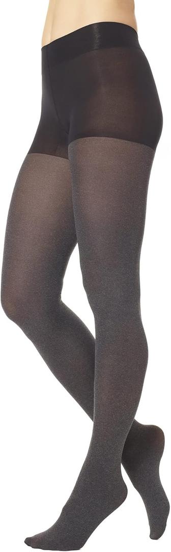 HUE Super Opaque Tights with Control Top (1, Graphite Heather)