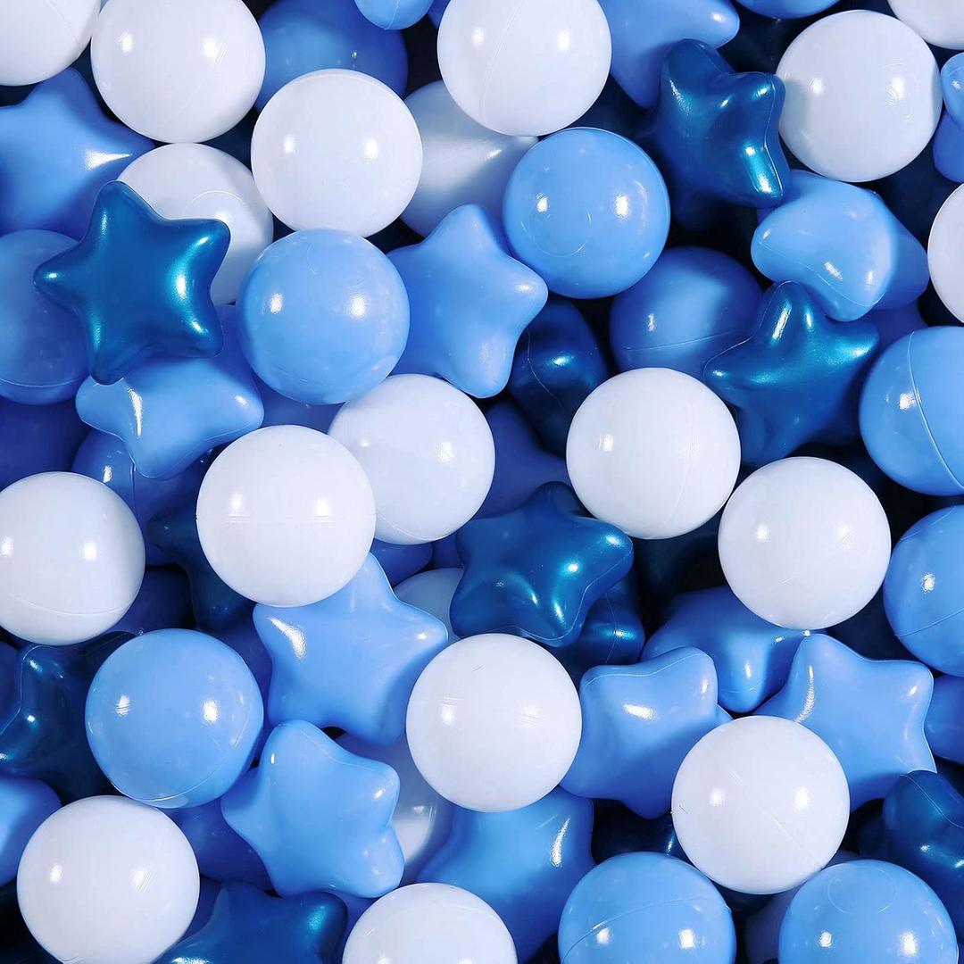 Realhaha Ball Pit Balls 50 100 200 500, Star Shapes for Babies Kids Playpen Plastic Balls for Babies Ball Pool Puppy Playballs