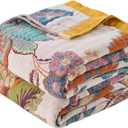 ERZVND Boho Throw Blanket for Couch,100% Cotton Throw Blankets for Bed, Ultra Soft Rustic Quilt, Home Decor, Boho Picnic Blankets for All Seasons 60"x80", for Mom