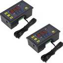 2pcs Digital Temperature Controller W3230 Digital LED Thermostat Switch with Waterproof Probe DC 24V Programmable Heating Cooling Electronic Thermostat Control -50 to 120