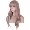 morvally Long Wavy Wig with Bangs for Women Heat Resistant Synthetic Hair Natural Looking for Daily Use (Mix Ash Blonde)