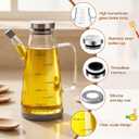 Zhehao 2 Pcs Glass Oil Bottle 25oz/750ml Cooking Oil Dispenser with Stainless Steel lid Drip Free Spout Non Slip Bottom for Kitchen Cooking Barbecue Party