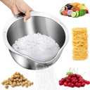 Rice Washer Strainer Bowl - 4-in-1 Washing Bowl for Quinoa, Stainless Steel Rinser With Side Drainers Small Colander for Cleaning Fruits, Vegetables, and Beans - Versatile Kitchen Tool
