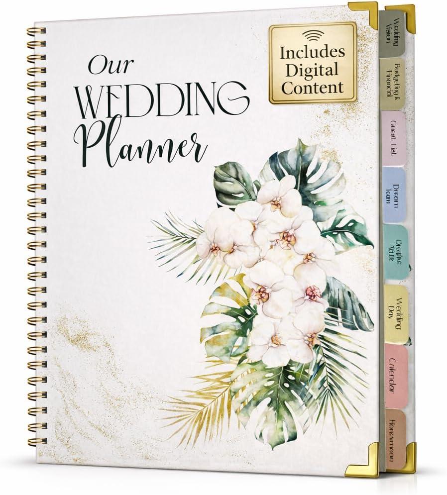 Wedding Planner Book and Organizer for Bride and Groom - Engagement Gift, Wedding Planner with Checklist, Timelines, & Budget Tracker - Includes Free QR Code for Exclusive Digital Tools.