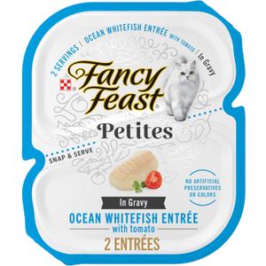 Purina Fancy Feast Petites Ocean Whitefish Entree With Tomato in Gravy Gourmet Wet Cat Food - (Pack of 12) 2.8 oz. Tubs