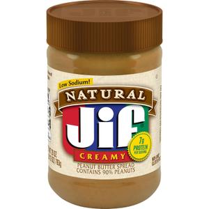Jif Natural Creamy Peanut Butter, 28 oz Jar, 10 Count Case (EXP 01/01/27)