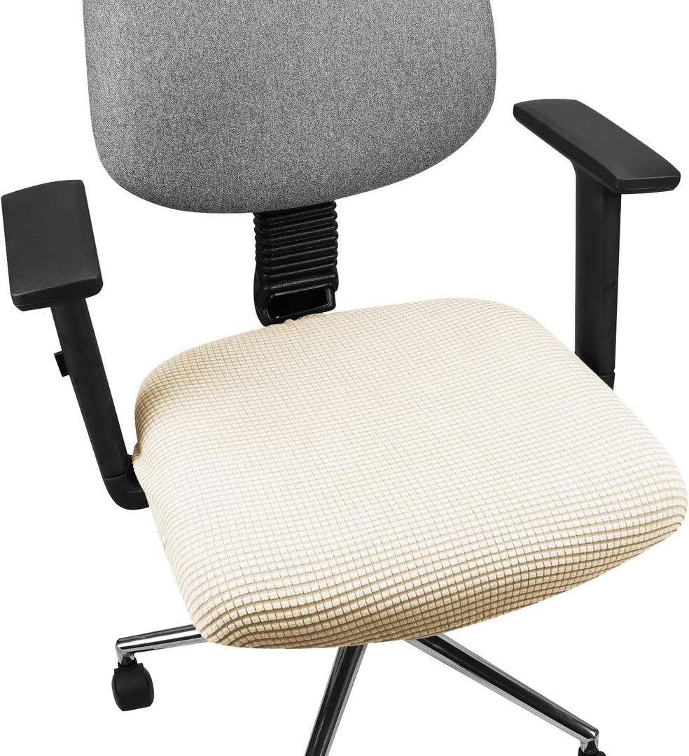 Yikko Soft Stretch Spandex Jacquard Slipcovers, Corn Grain Texture Chair Slipcovers fit for Office,Dining Room,Bar,Wedding Chair Seat Cushions, Washable Removable Home Decor (2, Grey)