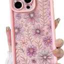 Lovmooful Compatible for iPhone 13 Pro Case Aesthetic Cute Color Flower Floral Leaf Design for Girls Women Soft TPU Shockproof More Protective Girly for iPhone 13 Pro Case-Light Pink