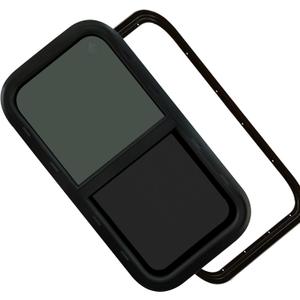 RV Murts Trailer Window 30"x15", Tempered Glass with Screen & Trim Kit, 1-1/2" Wall Fit for Teardrop Camper, Cargo, Travel Motorhome, Horizontal Slide.(Aluminum, Shatterproof, Cold Insulation)