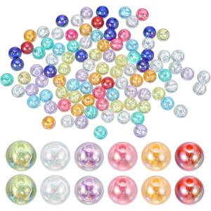 PATIKIL 10mm Acrylic Round Beads, 200 Pcs AB Colors Round Spacer Beads with Holes Loose Bead Bulk for DIY Craft Earring Bracelet Necklace Key Chains Jewelry Making, Multicolor