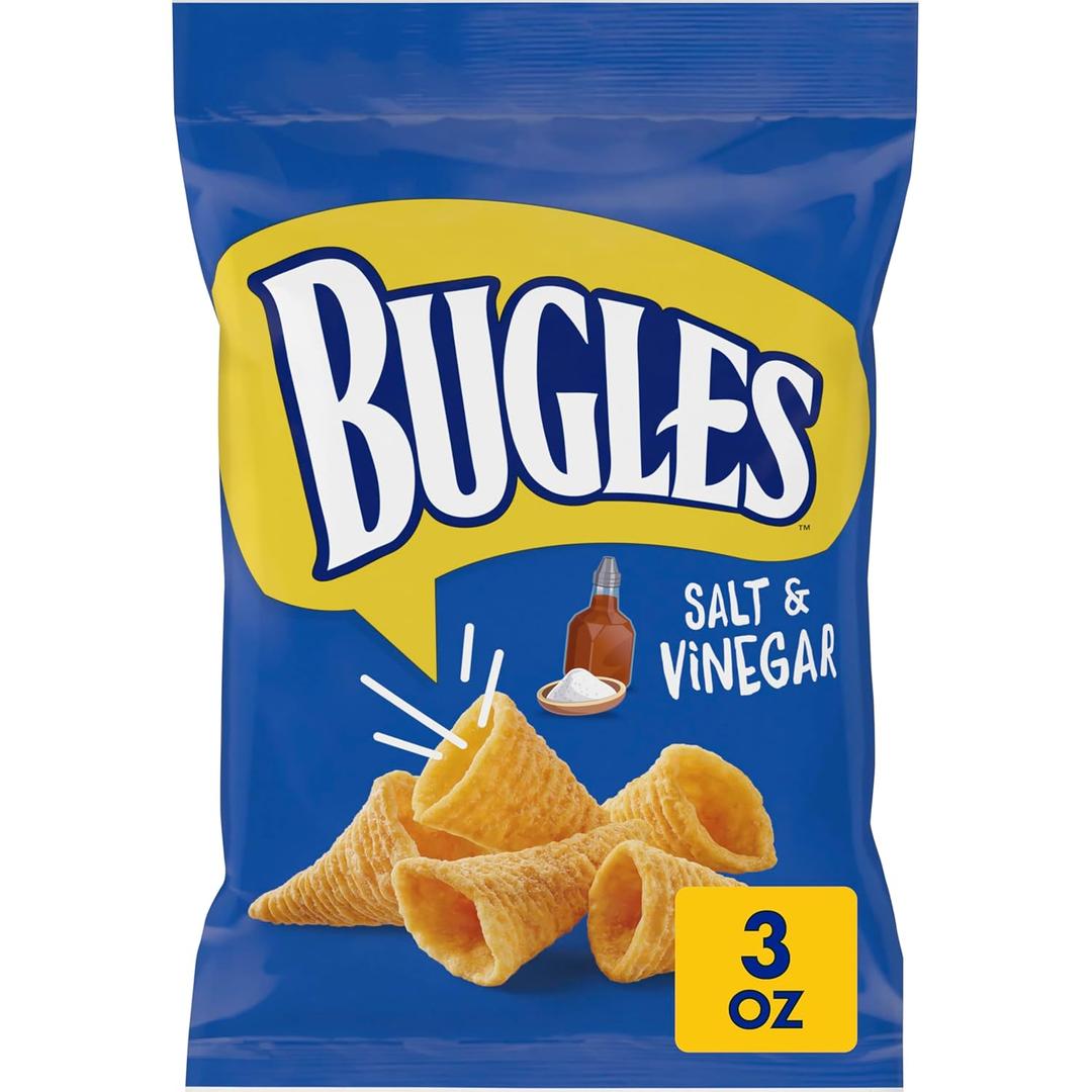 5 x Bugles Salt and Vinegar Crispy Corn Snacks, 3 OZ (3 Ounce (Pack of 1))