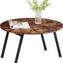 Folding Coffee Table Rustic Small Coffee Tables,Foldable Round Table for Small Spaces,Mid Century Wood Coffee Table for Living Room, Home, Office,Easy Assembly,Brown, 72 cm x 72 cm x 43 cm