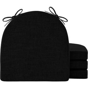 IPYNBAP Chair Cushions for Dining Chairs, Kitchen Chair Cushions, 16'' x 16'' x 2'', Non Slip Indoor Seat Cushions, Chair Pads for Dining Chairs with Ties & Removable Cover, Set of 4, Black