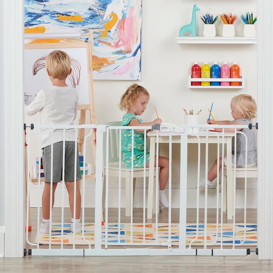 Regalo Safety 29-56" Extra Wide Baby Gate for Doorways & Bottom of Stairs, Pressure Mounted Baby Gate with Door for Babies, Toddlers & Pets, Tested & Safe for 30 Years, American Designed and Owned
