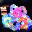 Light Up Scrunchies Party Favor, Gifts for Girls LED Scrunchy Hair Ties for Women & Girls Hair 80s, Glow in the Dark Party Supplies Festival Rave Accessories for Neon Glow Party (Multi-colored 10+6pcs)