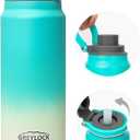 Greylock 20 oz Insulated Water Bottle with Straw Lid, Reusable Stainless Steel Sports Water Bottles with Foldable Handle, Leak Proof, Double-Wall Vacuum Insulation, 24 Hours Cold (Mint)