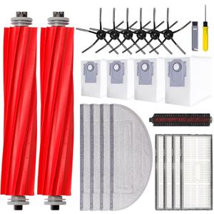 21 PCS Replacement Parts Compatible with Roborock S7 MaxV Ultra Robot Vacuum Cleaner,6 Side Brushes,4 HEPA Filters,4 Dust Bags,1 Cleaning Brush,2 Main Brushes,4 Mop Pads,2 Tools