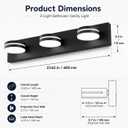 3-Light Bathroom Vanity Light Over Mirror, (24inch Dimmable) Matte Black LED Vanity Lighting Fixtures, Modern Bathroom Wall Light Fixtures with 360Rotating Lamp Head (Cool White 5500K)
