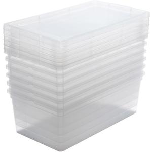 Simplify Storage Bins with Lids | Dimensions: 13.23"x 7.5"x 4.5" |6 Pack| Stackable | Nestable Bins | Great for Clothing | Books | Household Items | Shoes | Home Organization | Clear.
