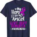 Lewy Body Dementia Tee - Purple Awareness Ribbon T-Shirt, M