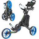 EASEGO Golf Push Cart 3 Wheel : Golf Bag Cart Foldable with Phone Holder/ Cup/ Umbrella Holder Compact Golf Pull Carts Quick Fold Golf Caddy Push Carts with Large Wheelbase for Different Terrain（Blue）