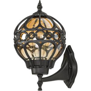 Outdoor Wall Lights, Black Globe Porch Light, Spherical Aluminum Exterior Lighting Fixtures for Patio Yard Doorway Garage, Anti-Rust Waterproof Globe Outside House Lantern Wall Mount with Amber Glass (15"(H), 1 Pack, Black, no sensor)