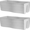 Ridge Rail Long Rectangular Flower Pot, Indoor/Outdoor Hanging Rail Planter Lightweight & Weatherproof Flower Box - Balcony Planters for Railing and Fence Patio, Deck 2 Pack (White)