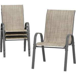 UDPATIO Patio Dining Chairs Set of 4, Outdoor High Stacking Chairs, Indoor/Outdoor Chairs Backyard Deck Garden Chairs, Restaurant Kitchen Dining Trattoria Chairs Brown