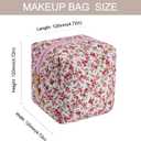 Cube Cosmetic Makeup Bag Small Cotton Quilted Makeup Pouch for Purse Cute Floral Travel Toiletry Zipper Pouch (Red Floral)