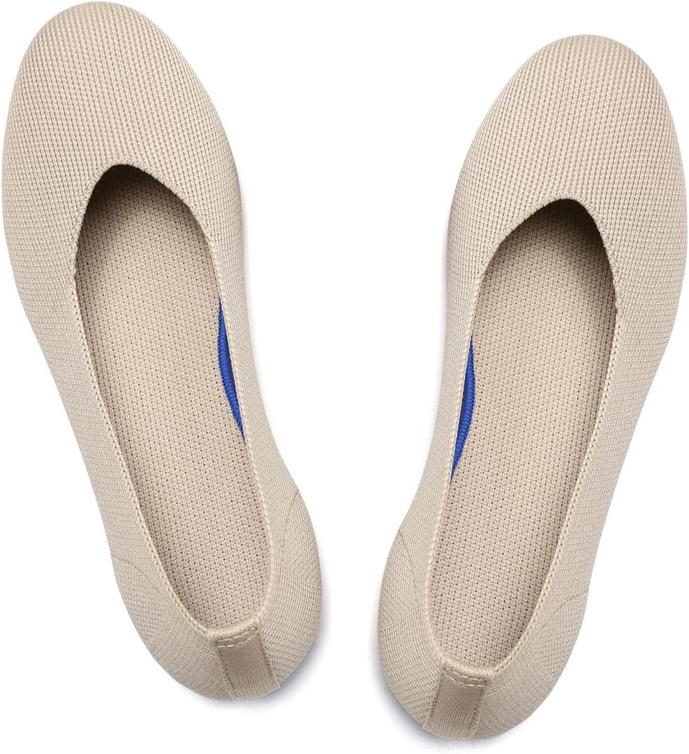 Women's Ballet Flat Dressy Casual Knit Shoes Round Toe Women Mesh Flats 8.5