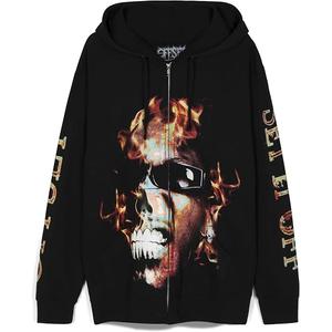 Offset Unisex Adult Offset Fire Zip Hoodie, L, Black