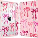 May Chen Hybrid Slim Case for iPad mini 7 (A17 Pro, 7th Generation) 2024 / iPad mini 6 (6th Gen) 8.3 Inch, [Built-in Pencil Holder] Shockproof Cover Clear Clear Back Shell Auto Wake/Sleep, Bow Ribbon