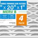LotFancy 10x20x1 Air Filter MERV 8 4-Pack, Actual Size: 9.75"x19.75"x0.75",Pleated Furnace & AC Filter Replacement, Captures Dust, Pet Hair, Pollen
