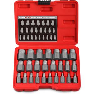 25-Piece Screw Extractor Set, Multi-spline Easy Out Extractors CR-MO Bolt Remover for Removing Broken Studs, Bolts, Socket Screws