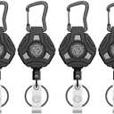 4 Pack Retractable Keychain Heavy Duty, Badge Reels Retractable, Tactical ID Badge Holder with Upgraded Zinc Alloy Carabiner, 31.5'' Coated Steel Cord, Bearing 8.0 oz