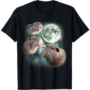 Three Beavers Moon | Funny 3 Rodents Howling at Moon Parody T-Shirt size: S