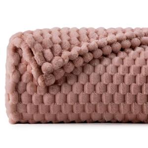 BEDELITE Valentine Day Fleece Blanket, 3D Jacquard Decorative Dusty Pink Twin Size, Soft and Cozy Warm Plush Fuzzy Throw All Seasons Suitable, 60x80Inches