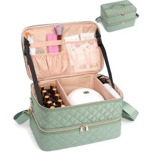 Ethereal Nail Polish Organizer Case, Holds 50+ Bottles (15ml/0.5 fl.oz) Nail Lamp, Gel Polish Travel Case Bag for Nail Suppiles, Gift for Manicurist, Girls