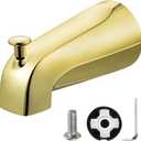 Enhon Slip on Tub Spout with Diverter, Compatible with American Standard 8888026.002 Tub Spout, Bathroom Bathtub Faucet, Fits 1/2 Copper Water Tube(5/8 Dia), 5/32 Hex Wrench(Polished Brass,1)