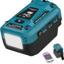 140W Battery USB Charger Compatible with Makita 18V Battery | Fast Phone Charger Adapter, 2 PD3.1 USB-C & 1 QC18W USB-A Port, 700LM LED for Outdoor Jobsite Camping (Adapter Only)