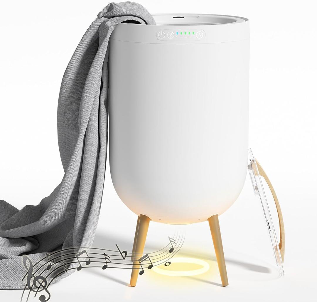 Towel Warmer 23L Heated Towel Warmers for Bathroom - Ambient Light, Music Speaker, 4 Timer & Auto Shut Off, Safety Lock, Fits Two 40"x70" Towels, Bathrobes, Blankets - Great Gift Idea