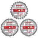 3 Pack 7 1/4 Circular Saw Blade 24T&40T&60T Combo, TCT ATB 24T Framing, 40T Ripping & Crosscutting, 60T Finish Saw Blade for Various Wood Cutting, 5/8" Arbor, Fit Dewalt Craftsman Ryobi Milwaukee