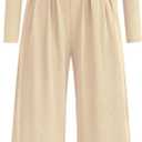 PRETTYGARDEN Jumpsuits for Women Dressy Casual 2026 Fall One Piece Outfits Long Sleeve Wide Leg Pants Romper Fashion Clothing (L)