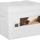 BelugaHelper Ottoman with Storage. Leather Foldable Ottomans with Thick Foam Padded Seat. Foot Rest Stool Storage for Living Room and Bedroom. Side Pockets and Handles Designed. 17x13x13in, White