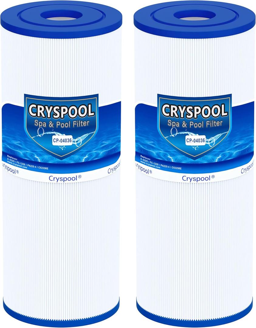 Cryspool 04036 Filter Compatible with CX225RE, C225, Commander II 57010500, PA225-4/M4, C-4325, FC-1220, 25 Sq. Ft Spa Filter Cartridge, 2 Pack