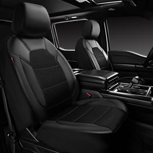 CAR PASS Leather Car Seat Covers Front Seats only, with Air Mesh Front Seat Covers Breathable, Cool Automotive Seat Covers 2 Pack, Universal Fits Most Cars,SUVs,Trucks,Vans Airbag Compatible (Black)