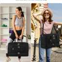 Travel Duffle Bag, Wide Open Large Weekender Bag for Women with Shoe Compartment, Carry on Overnight Bags with Toiletry Bag, Hospital Bag for Women Labor Delivery with Wet Pocket (Black)