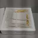 Tebery 2 Pack 3-Tier White Ceramic Embossed Dessert Cake Tower Stand with Gold Carry Handle, Cupcake Stand Serving Trays, Porcelain Party Food Server Display Holder